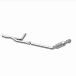 MagnaFlow 4651610 carb direct-fit catalytic converter, opposite rear three-quarter view of the turntable spin