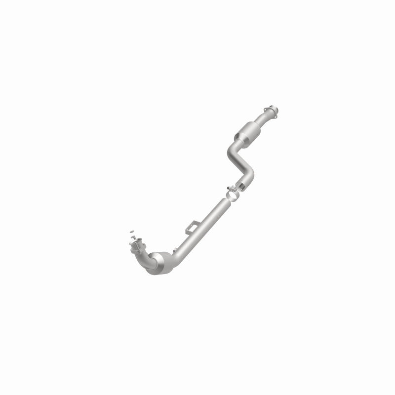 MagnaFlow 5411642 carb direct-fit catalytic converter, opposite front three-quarter view of the turntable spin