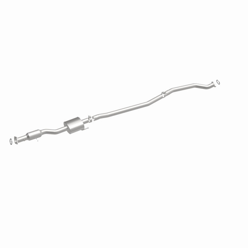 MagnaFlow 5592335 carb direct-fit catalytic converter, front three-quarter view of the turntable spin