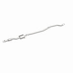 MagnaFlow 5592335 carb direct-fit catalytic converter, front three-quarter view of the turntable spin