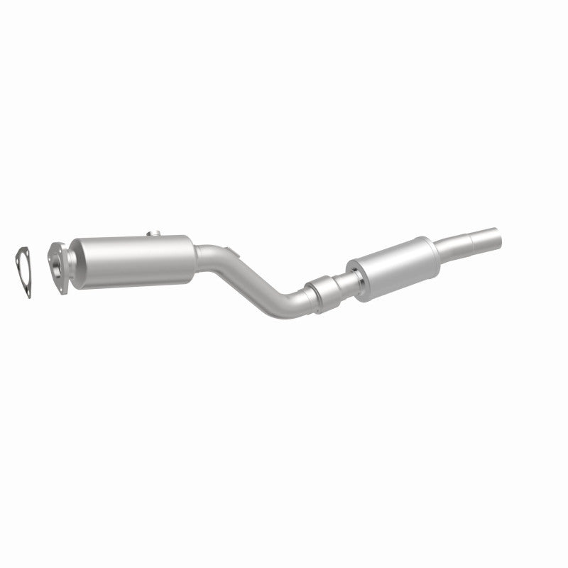 MagnaFlow 5461854 carb direct-fit catalytic converter, front three-quarter view of the turntable spin