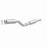 MagnaFlow 5461854 carb direct-fit catalytic converter, front three-quarter view of the turntable spin