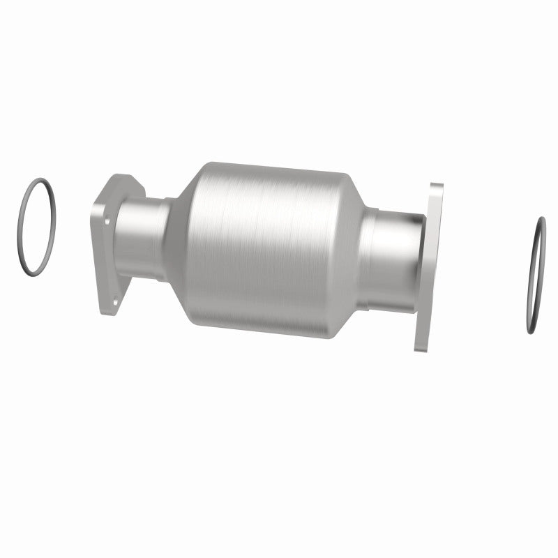 MagnaFlow 5592862 carb direct-fit catalytic converter, side view of the turntable spin