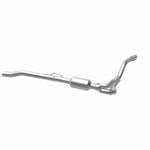 MagnaFlow 4451214 carb direct-fit catalytic converter, opposite rear three-quarter view of the turntable spin