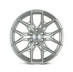 A front view of Vossen HF6-4 Wheel 20x9.5 6X135 15mm - Silver Metallic Wheel with white background