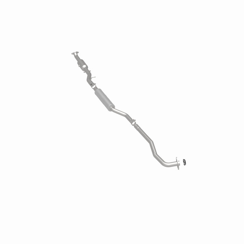 MagnaFlow 5451175 carb direct-fit catalytic converter, rear three-quarter view of the turntable spin