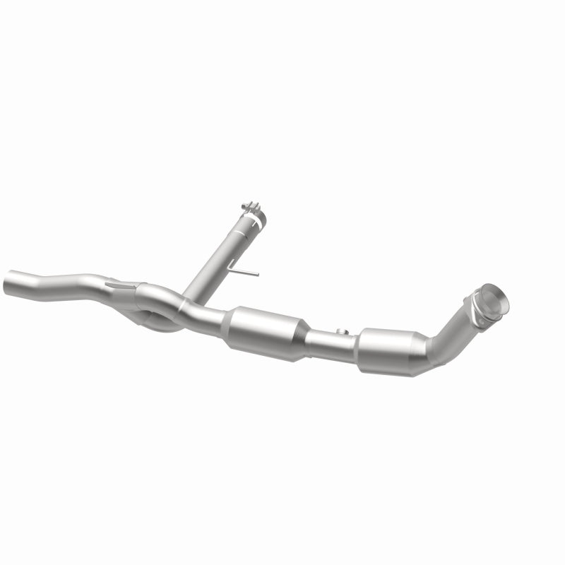 MagnaFlow 4583744 carb direct-fit catalytic converter, opposite rear three-quarter view of the turntable spin
