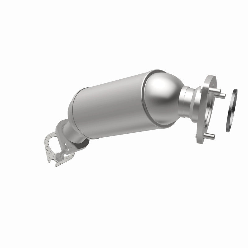 MagnaFlow 5451446 carb direct-fit catalytic converter, opposite rear three-quarter view of the turntable spin