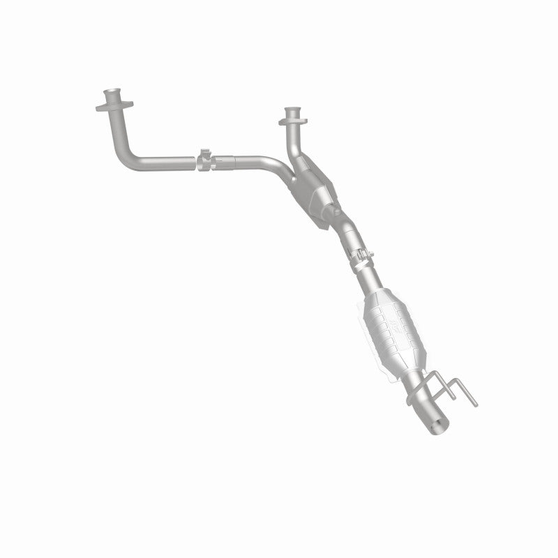 MagnaFlow 93423 epa direct-fit catalytic converter, rear three-quarter view of the turntable spin