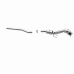 MagnaFlow 551414 carb direct-fit catalytic converter, opposite rear three-quarter view of the turntable spin