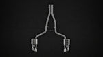 Capristo Maserati Ghibli valved exhaust layout with mid-pipes, mufflers and twin tips each side