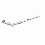 MagnaFlow 551887 carb direct-fit catalytic converter, front three-quarter view of the turntable spin