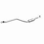 MagnaFlow 5571374 carb direct-fit catalytic converter, front three-quarter view of the turntable spin
