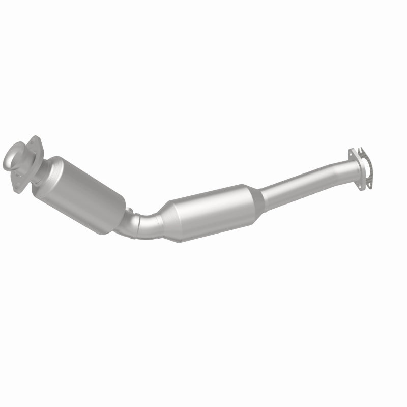 MagnaFlow 551057 carb direct-fit catalytic converter, rear three-quarter view of the turntable spin