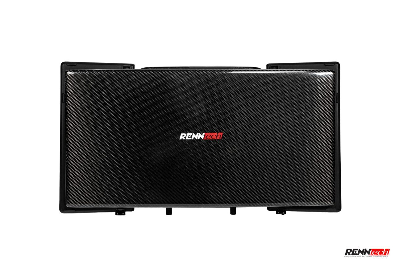 M119 carbon airbox top with the RennTech logo - Carbon Fiber Airbox for the 1990-1999 500 E / E 500