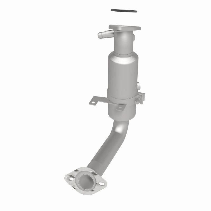 MagnaFlow 4481231 carb direct-fit catalytic converter, opposite rear three-quarter view of the turntable spin