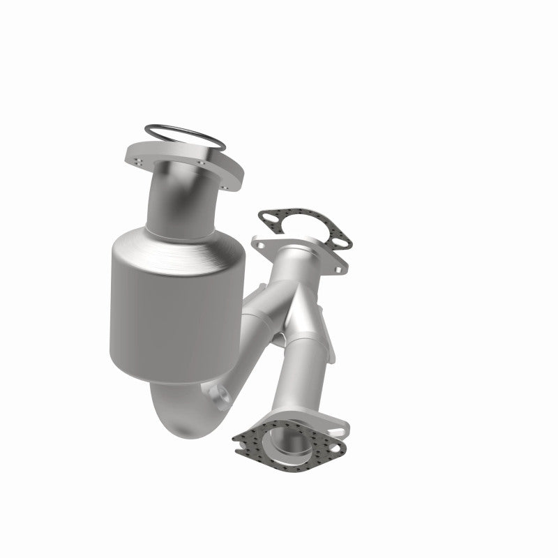 MagnaFlow 5411911 carb direct-fit catalytic converter, opposite rear three-quarter view of the turntable spin