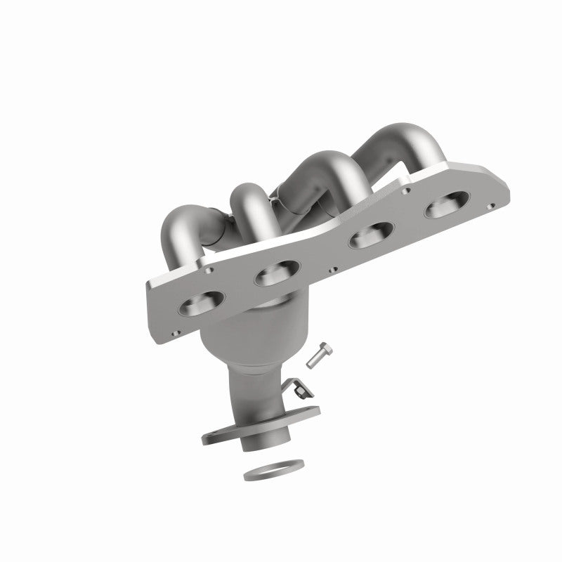 MagnaFlow 5582327 carb manifold converter, rear three-quarter view of the turntable spin