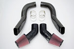 A top view of RK Autowerks F1X M5 M6 CARBON FIBER INTAKES parts with a white background