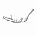 MagnaFlow 5451687 carb direct-fit catalytic converter, opposite rear three-quarter view of the turntable spin