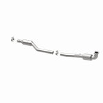 MagnaFlow 5411419 carb direct-fit catalytic converter, opposite rear three-quarter view of the turntable spin