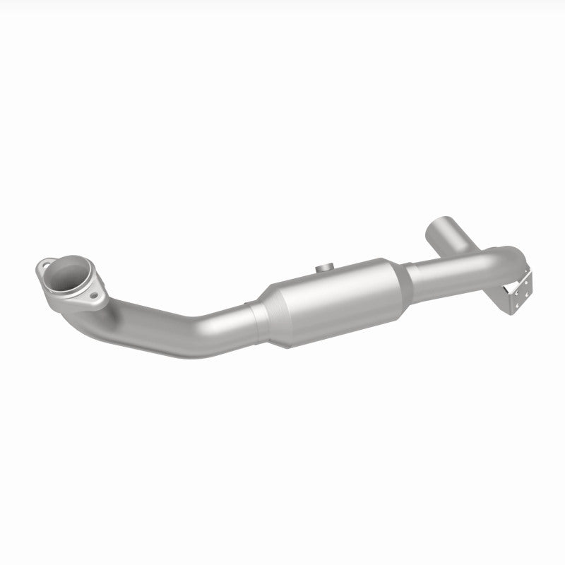 MagnaFlow 4651507 carb direct-fit catalytic converter, rear three-quarter view of the turntable spin