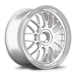 Silver alloy wheel with multi-spoke design and polished finish isolated on white background - APEX Wheels wheel for 19x9.5 ET48 PSCL - Race Silver - Machined Lip