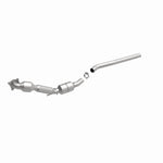 MagnaFlow 551414 carb direct-fit catalytic converter, front three-quarter view of the turntable spin
