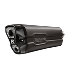 Remus Triumph Tiger 900 Slip-On Exhaust Stainless Black, black silencer with dual-outlet end cap and R logo