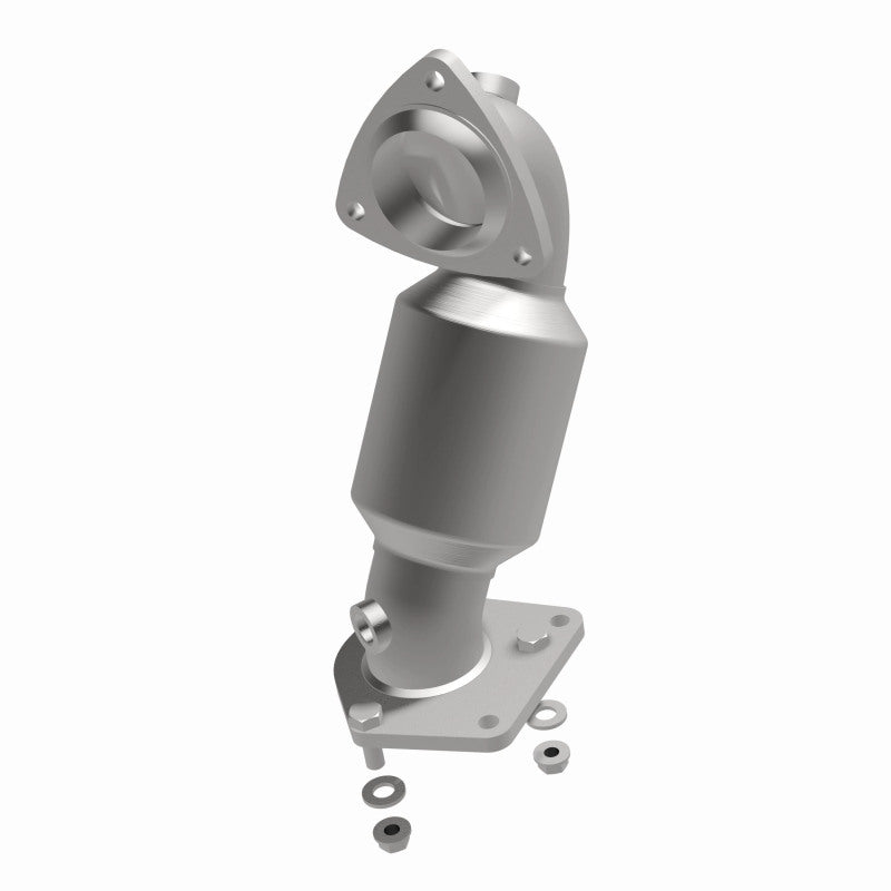 MagnaFlow 4561761 carb direct-fit catalytic converter, opposite front three-quarter view of the turntable spin