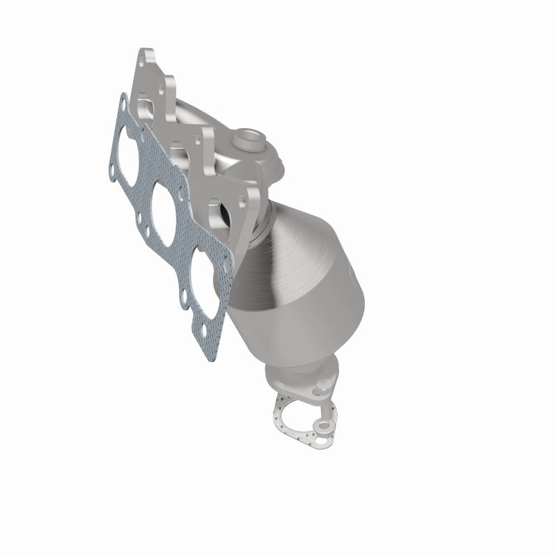 MagnaFlow 5582201 carb manifold converter, rear three-quarter view of the turntable spin