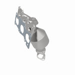 MagnaFlow 5582201 carb manifold converter, rear three-quarter view of the turntable spin