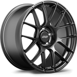 Single alloy wheel with gunmetal finish featuring multi-spoke design and center cap on white background - APEX Wheels wheel for 19x9.5 ET28 5x120 - Satin Black