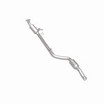 MagnaFlow 5561441 carb direct-fit catalytic converter, rear three-quarter view of the turntable spin