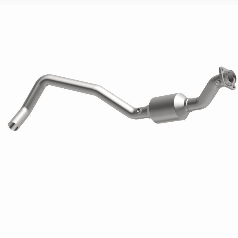 MagnaFlow 4651609 carb direct-fit catalytic converter, opposite front three-quarter view of the turntable spin