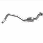 MagnaFlow 4651609 carb direct-fit catalytic converter, opposite front three-quarter view of the turntable spin