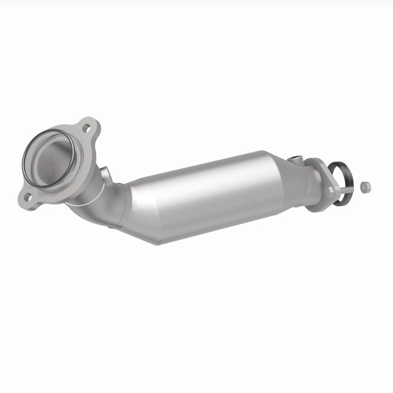MagnaFlow 5411178 carb direct-fit catalytic converter, rear three-quarter view of the turntable spin