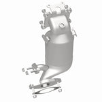 MagnaFlow 290062 oem grade manifold converter, rear three-quarter view of the turntable spin