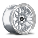 Silver alloy wheel with multi-spoke design and polished lip finish on white background - APEX Wheels wheel for 19x10.5 ET25 5x120 - Brushed Clear - Machined Lip