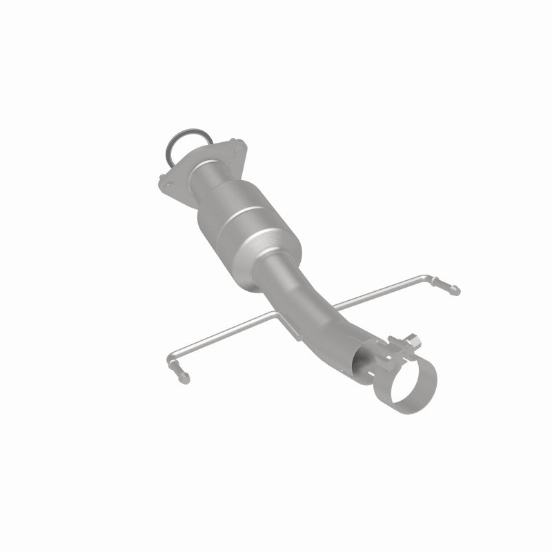 MagnaFlow 5592223 carb direct-fit catalytic converter, rear three-quarter view of the turntable spin
