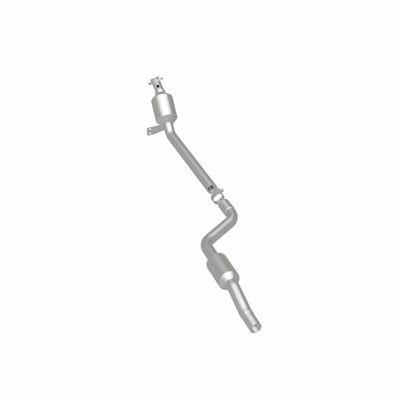 MagnaFlow 5561448 carb direct-fit catalytic converter, rear three-quarter view of the turntable spin