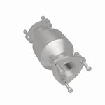 MagnaFlow 5571184 carb direct-fit catalytic converter, rear three-quarter view of the turntable spin
