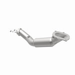 MagnaFlow 5461848 carb direct-fit catalytic converter, opposite rear three-quarter view of the turntable spin