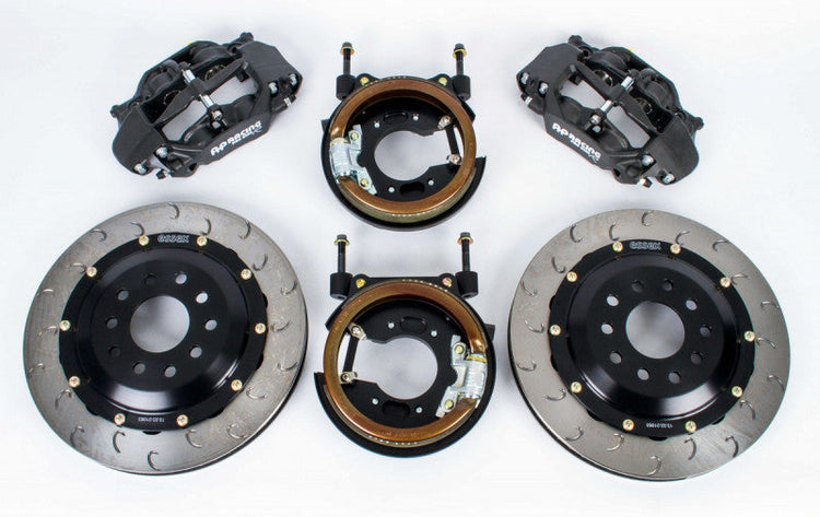 A top view of AP Racing by Essex Radi-CAL Competition Brake Kit (Rear CP9451/340mm)- 9" Ford Custom Rear End Applications with a white background