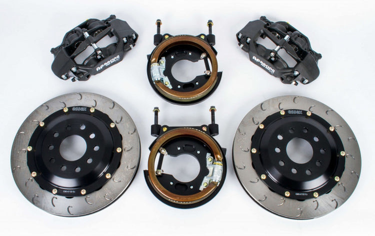 A top view of AP Racing by Essex Radi-CAL Competition Brake Kit (Rear CP9449/340mm)- 9" Ford Custom Rear End Applications with a white background