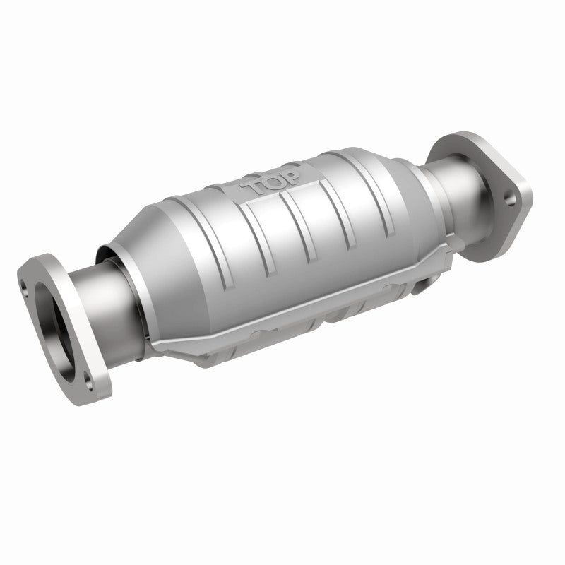 MagnaFlow 4481614 carb direct-fit catalytic converter, front three-quarter view of the turntable spin