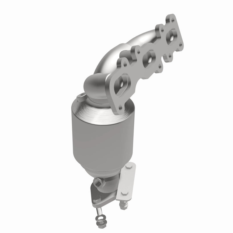 MagnaFlow 5451218 carb manifold converter, opposite front three-quarter view of the turntable spin