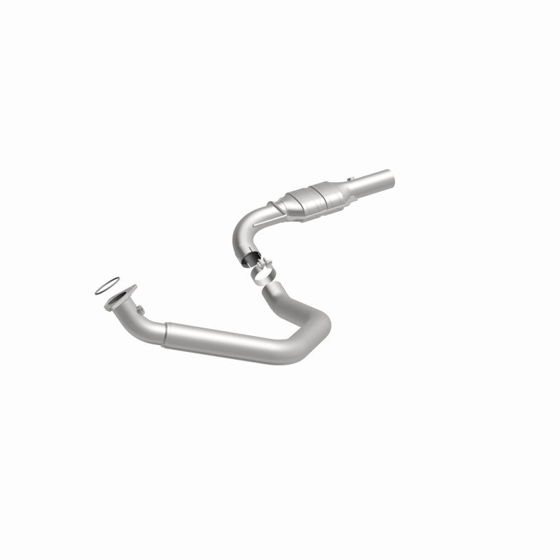 MagnaFlow 4551601 carb direct-fit catalytic converter, front three-quarter view of the turntable spin