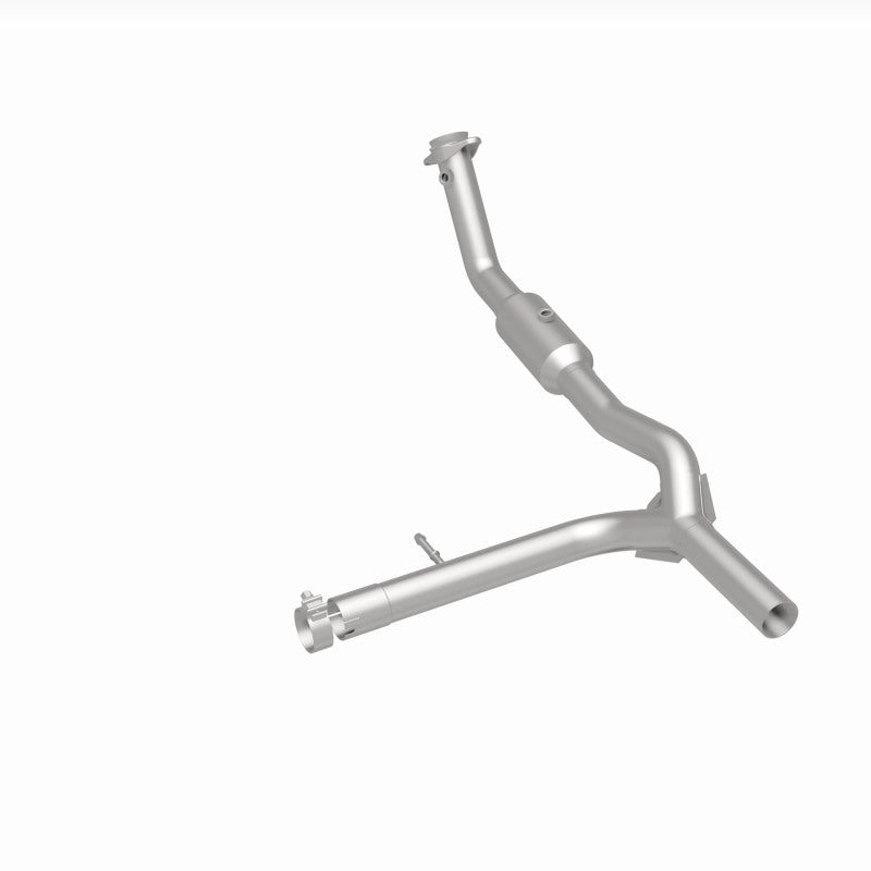 MagnaFlow 4651410 carb direct-fit catalytic converter, rear three-quarter view of the turntable spin