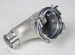 Underside of the plenum showing the large machined throttle body bore and mounting tabs - IPD for Porsche 957 Cayenne Turbo